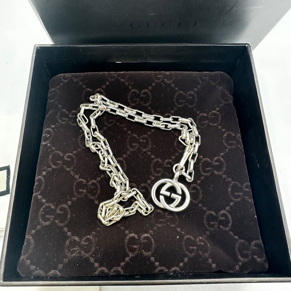 19.75" Authentic GUCCI 925 interlocking necklace with‎ original box, bag & more!